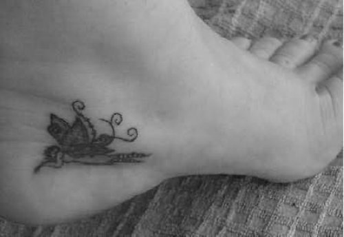 Tiny Fairy Tattoo On Ankle