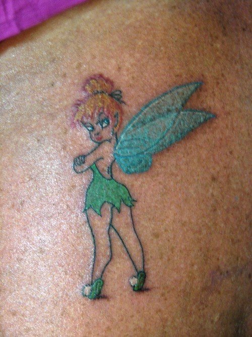 Colored Fairy Girl Side Rib Tattoo