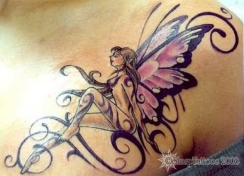 Fairy Tattoo For Chest