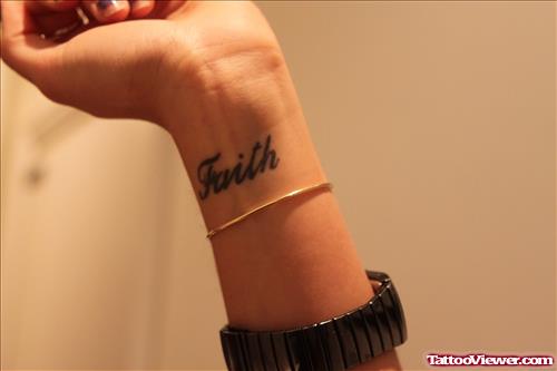 Cool Faith Tattoo On Left Wrist