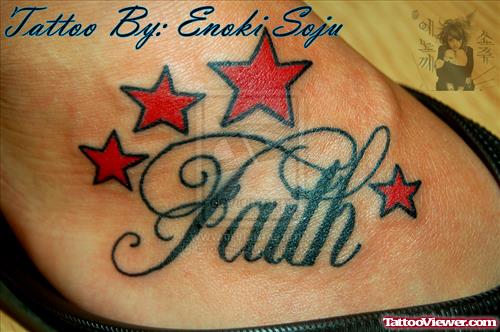 Red Stars And Faith Tattoo