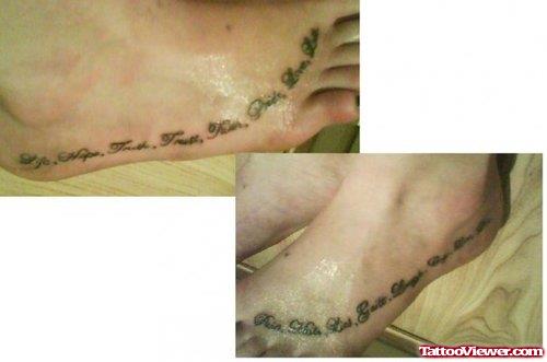 Lettering Faith Tattoo On Foot