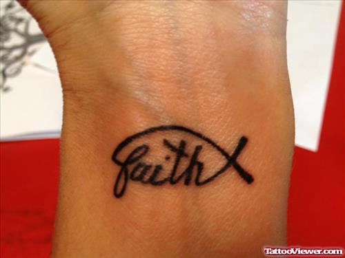 Jesus Faith Tattoo On Wrist For Men
