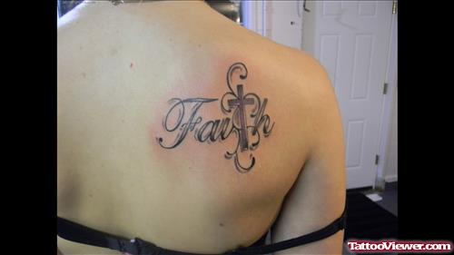 Cross Faith Tattoo On Back Shoulder
