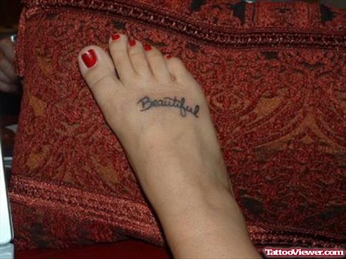 Beautiful Faith Tattoo On Girl Right Foot
