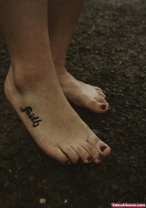 Awesome Girl Right Foot Faith Tattoo