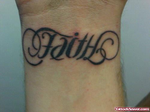 Ambigram Faith Tattoo On Wrist