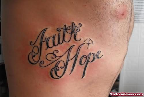 Man Rib Side Hope & Faith Tattoo