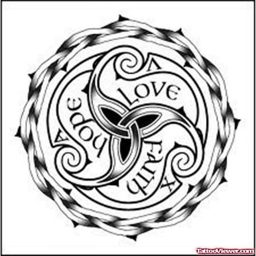 Love Hope And Faith Tattoo With Celtic Design
