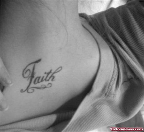 Awesome Upperback Faith Tattoo For Girls