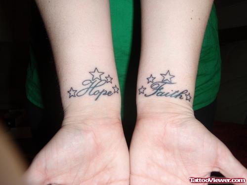 Stars Hop And Faith Tattoos On Wrists