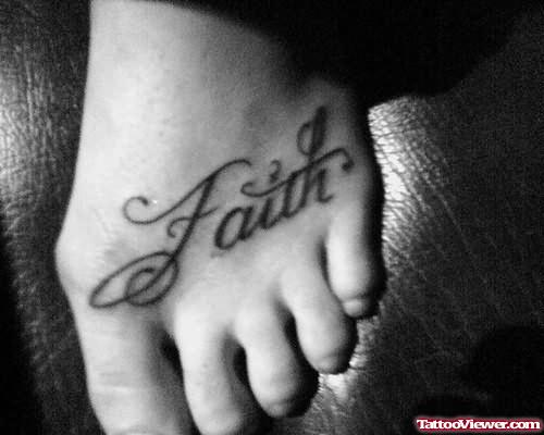 Simple Faith Tattoo On Left Foot