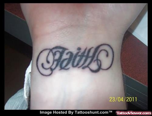 Black Ink Ambigram Faith Tattoo