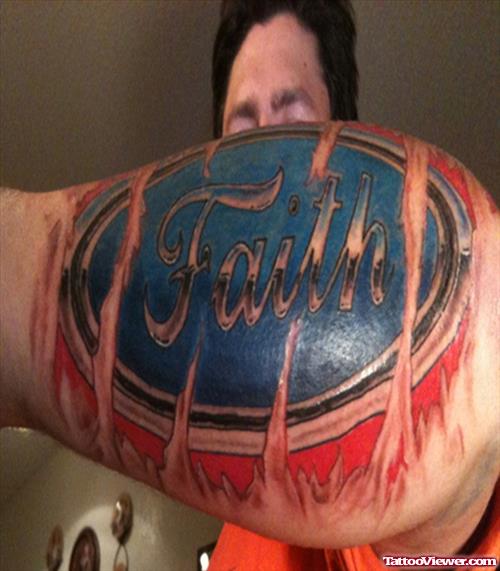 Ripped Skin Colored Faith Tattoo