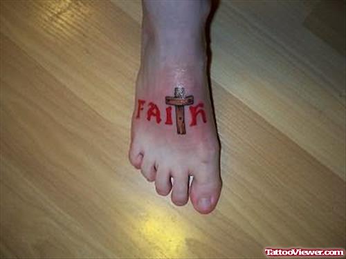 Red Ink Faith Cross Tattoo