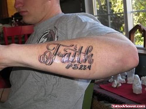 Memorial Faith Tattoo On Left Forearm