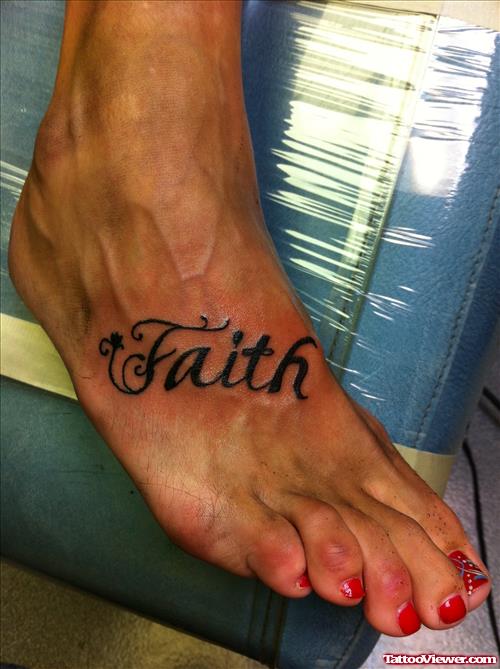 Faith Tattoo On Right Foot