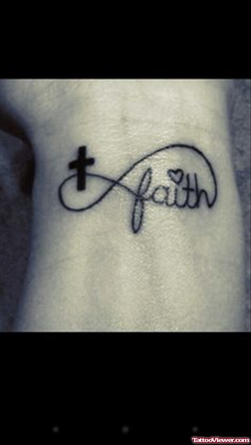 Black Ink Cross Infinity Faith Tattoo