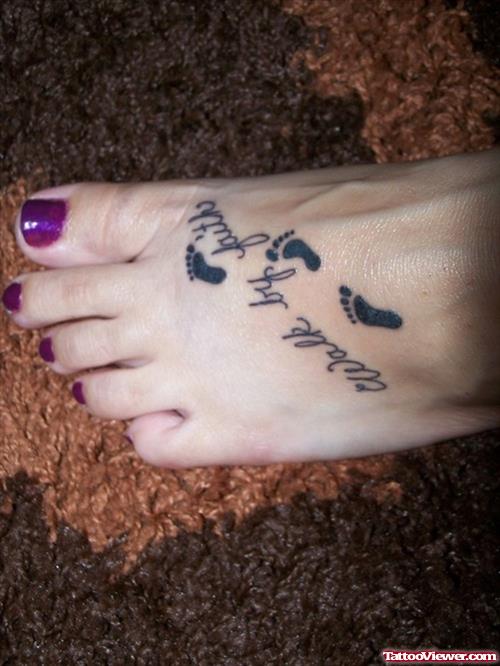 Wonderful Walk By Faith Tattoo On Left Foot