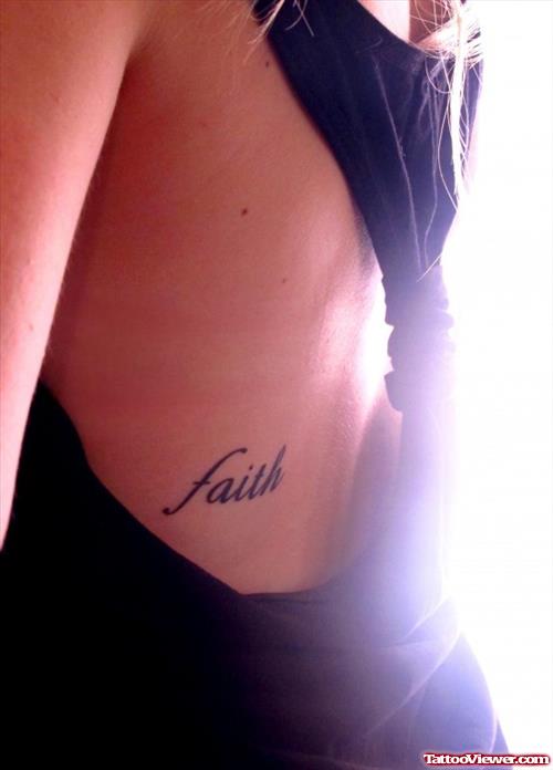 Rib Side Faith Tattoo For Girls