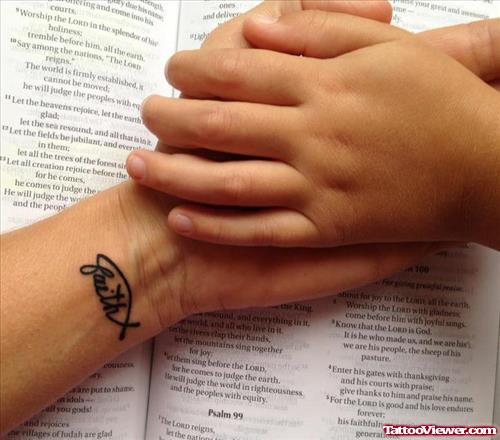 Jesus Fish Faith Tattoo On Left Wrist