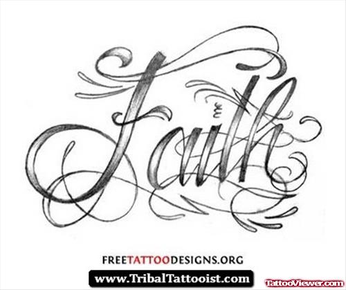 Grey Ink Faith Tattoo Design
