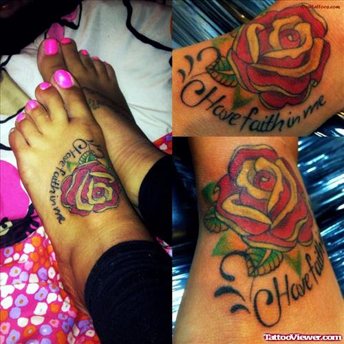 Red Rose And Hope Faith Tattoo