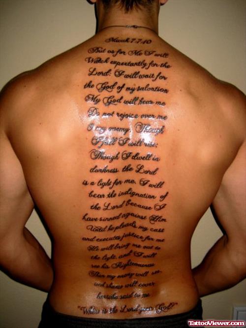 Faith Quote Tattoo On Full Back