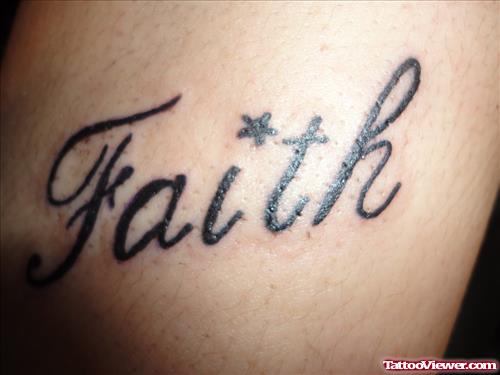 Cool Black Ink Faith Tattoo