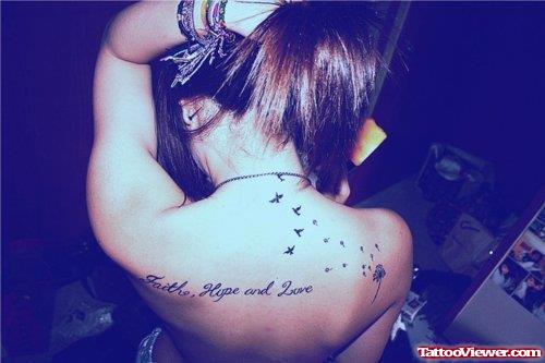 Faith Hope And Love Tattoo On Back