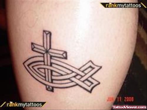 Cross And Jesus Fish Faith Tattoo