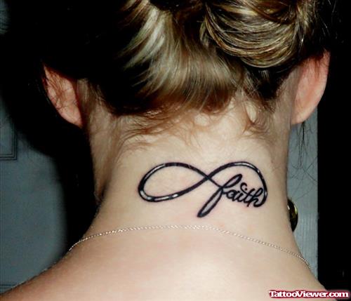 Awesome Infinity Faith Tattoo On Back Neck