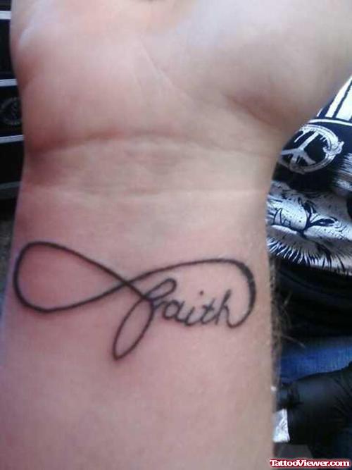 Infinity Faith Tattoo On Right Wrist