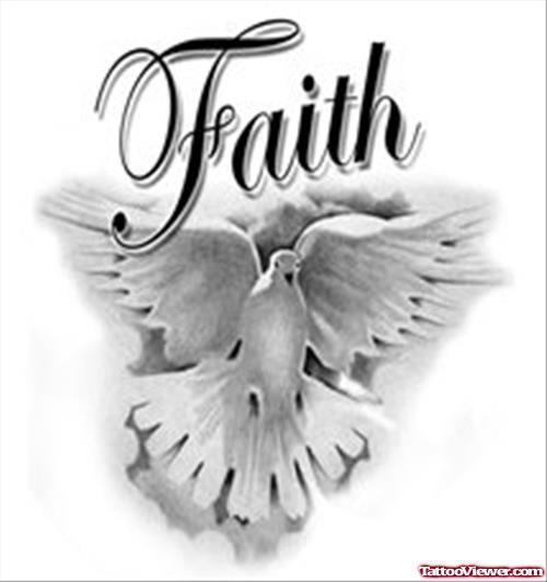 Flying Dove Faith Tattoo Design