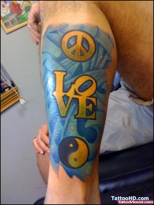 Faith Hope And Love Tattoo On Leg