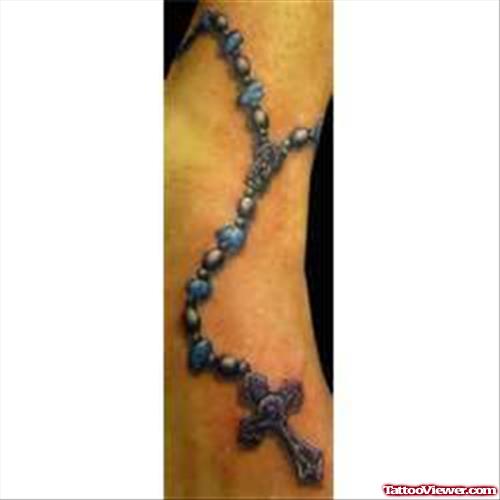 Cool Rosary Faith Tattoo On Ankle