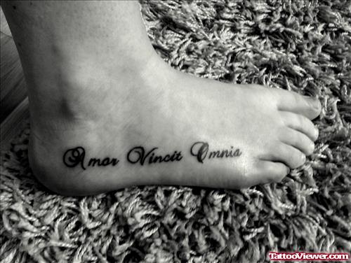 Amor Vincit Omnia Faith Tattoo On Foot