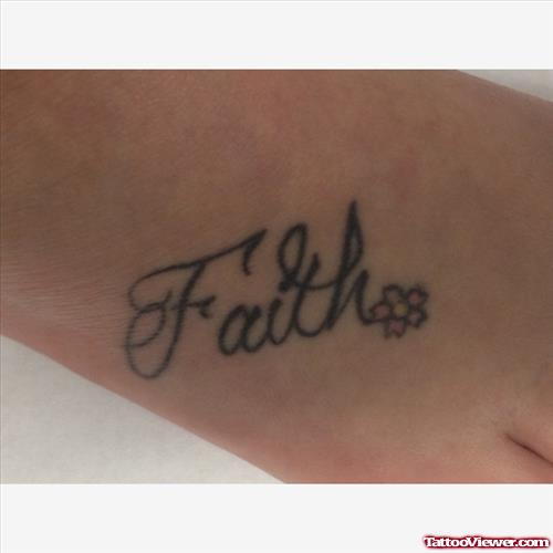 Classic Faith Tattoo On Right Foot