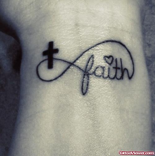 Black Cross and Infinity Faith Tattoo