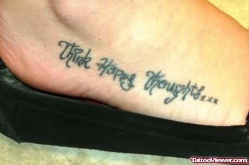 Hoping Words Tattoo On Foot