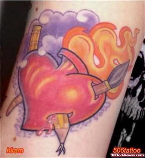 Heart Flame Tattoo