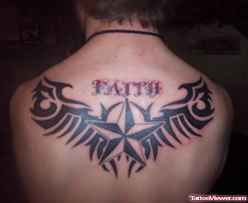 Faith And Star Tattoo on Back