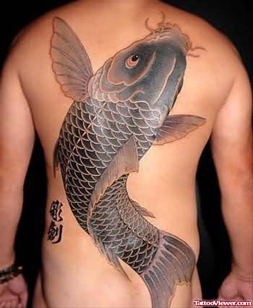 Big Japaneses Fish Tattoo On Back