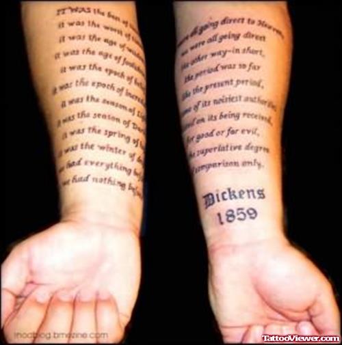 Literary Tattoo On Arm