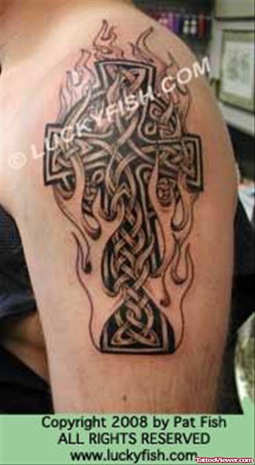 Flame Faith Cross Tattoo