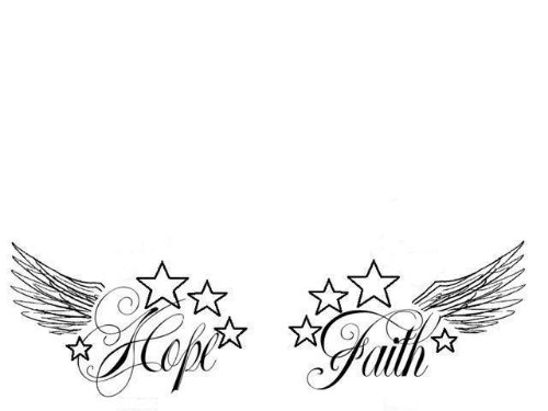 Winged Hope and Faith Tattoo Design