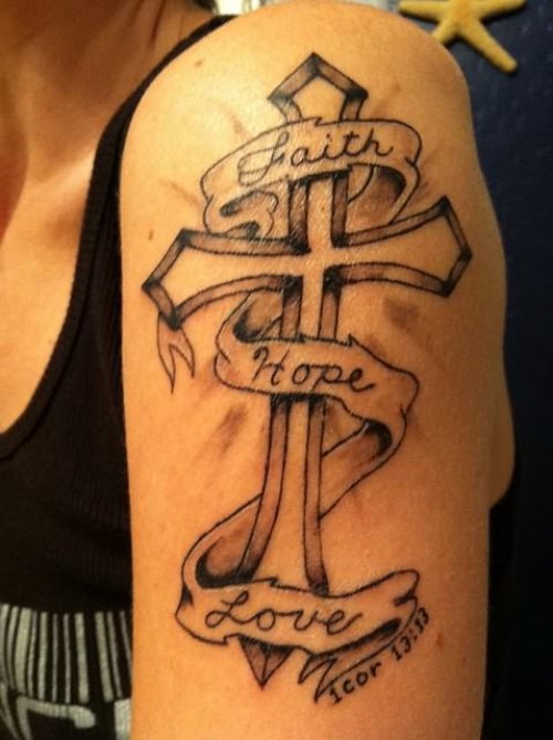 Cross Faith Tattoo On Shoulder