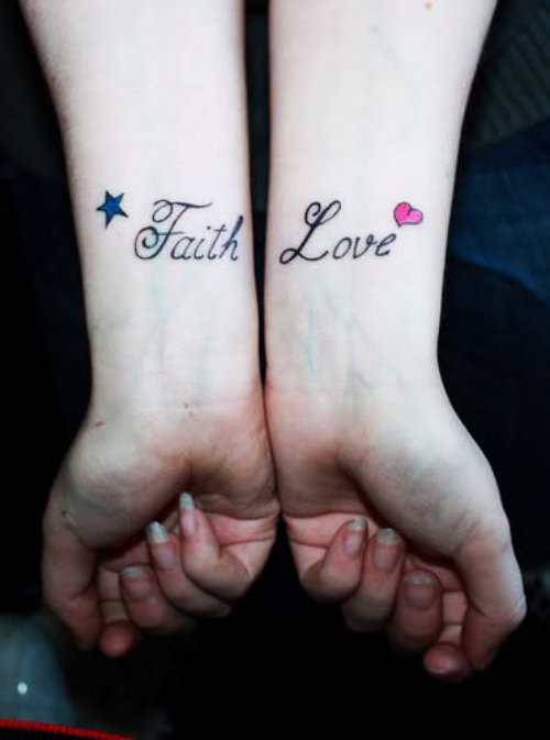 Love And Faith Tattoos On Wrists