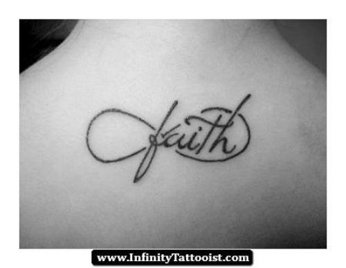 Infinite Faith Tattoo On Upperback