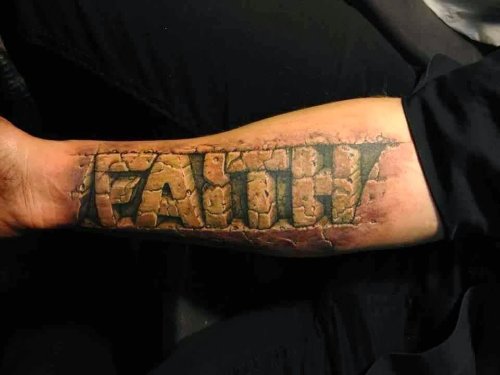 Amazing 3D Faith Tattoo On Forearm